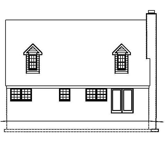 Country Southern Rear Elevation of Plan 41000