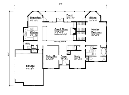 House Plan 41001 First Level Plan