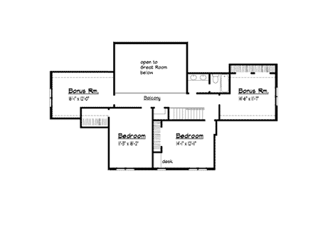 House Plan 41001 Second Level Plan