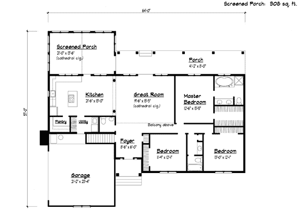 Cape Cod Ranch Level One of Plan 41002