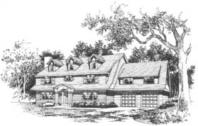 Cape Cod Colonial Contemporary Traditional Elevation of Plan 41005