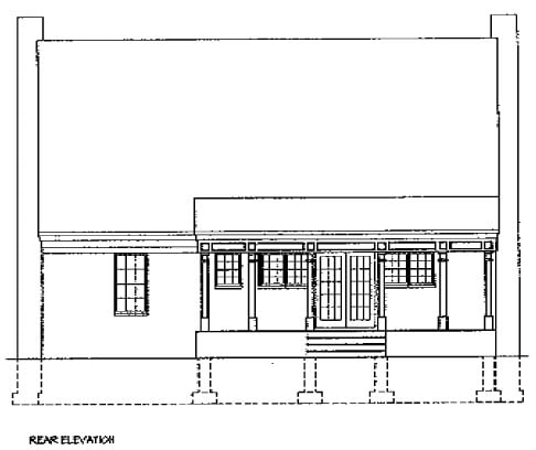 Cape Cod Country Southern Rear Elevation of Plan 41007