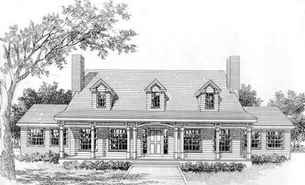 Cape Cod Colonial Country Southern Elevation of Plan 41011