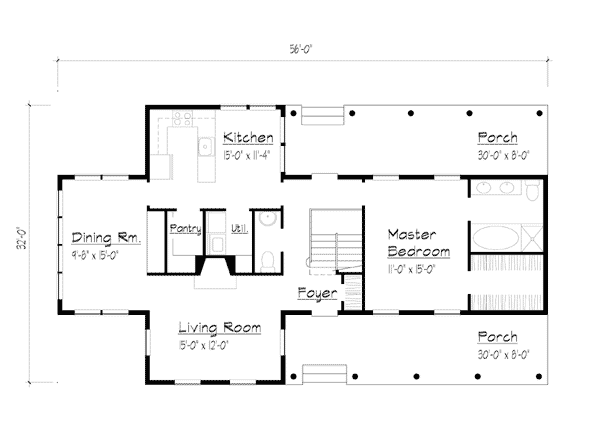 Country Farmhouse Level One of Plan 41013