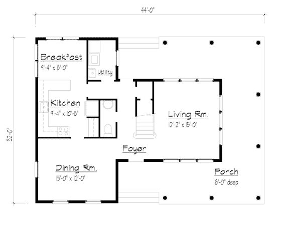Country Farmhouse Level One of Plan 41014
