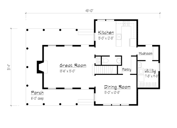 Country Farmhouse Level One of Plan 41015