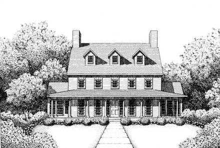 Colonial Southern Elevation of Plan 41020