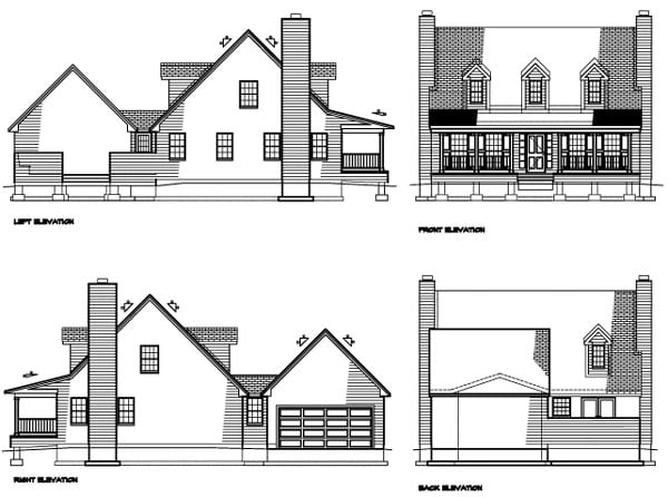 Country Rear Elevation of Plan 41022