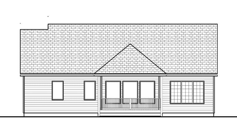 Traditional Rear Elevation of Plan 41100