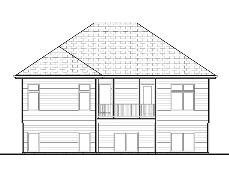 Traditional Rear Elevation of Plan 41102