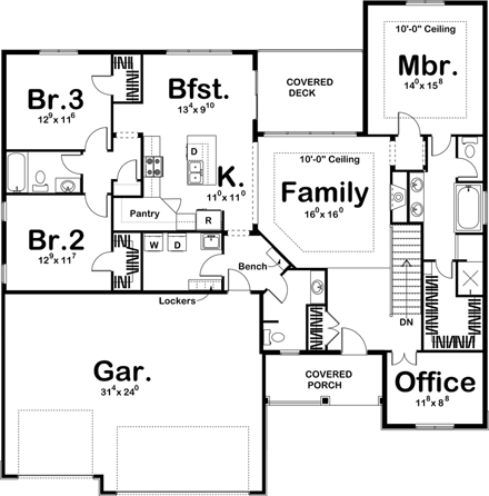 House Plan 41105 First Level Plan