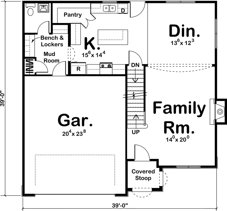 Contemporary Prairie Style Southwest Level One of Plan 41109