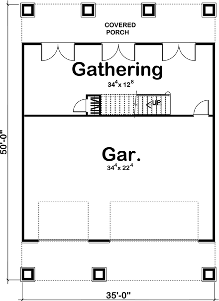 Garage Plan 41110 - 3 Car Garage Apartment First Level Plan