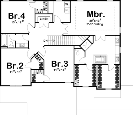 House Plan 41120 Second Level Plan