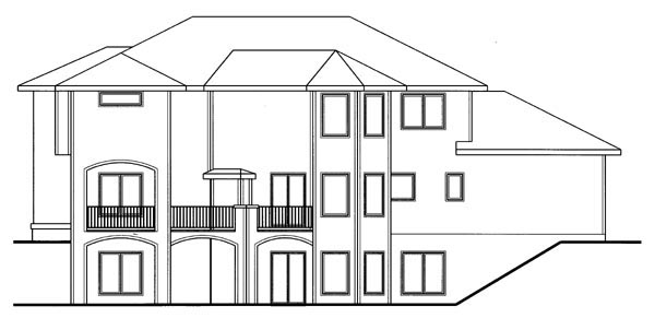 Mediterranean Traditional Rear Elevation of Plan 41123