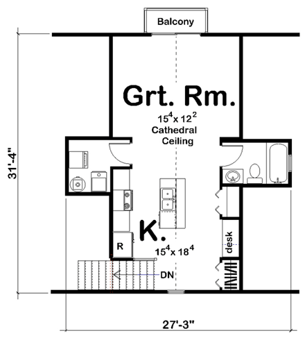 Garage Plan 41128 - 2 Car Garage Apartment Second Level Plan