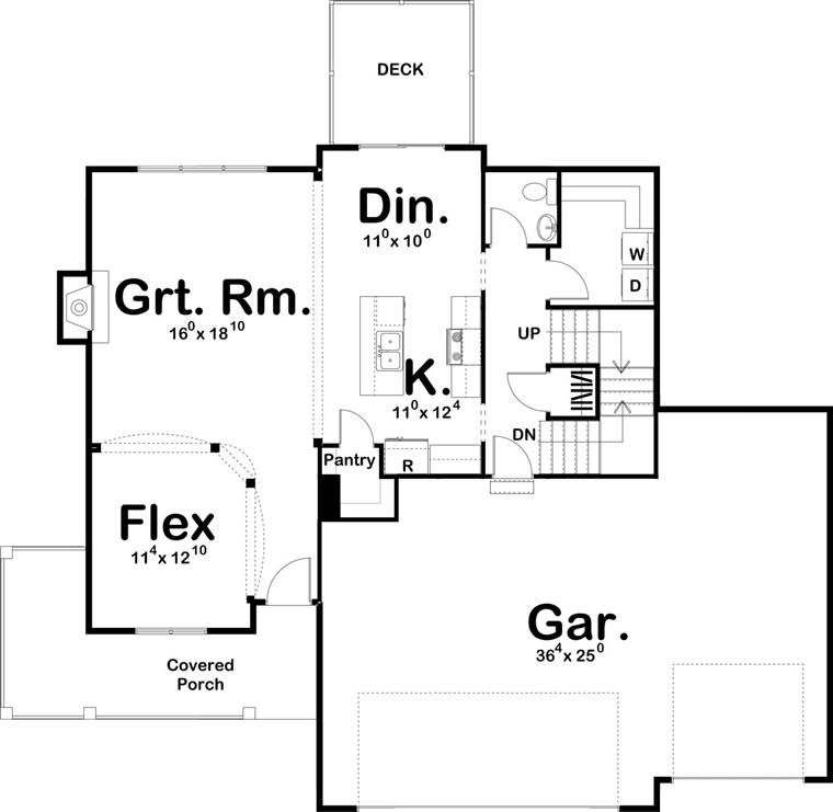 Farmhouse Traditional Level One of Plan 41143