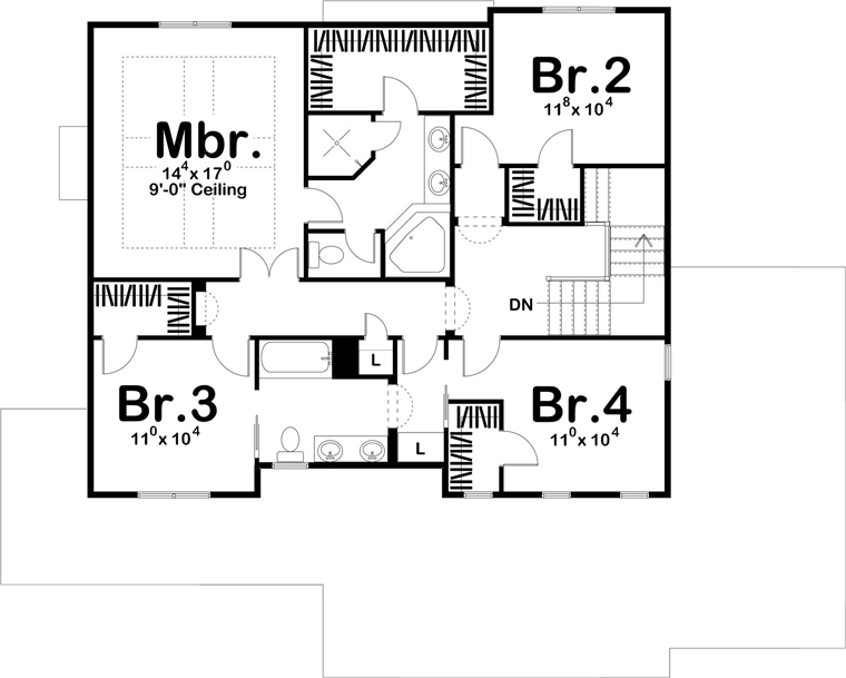 Farmhouse Traditional Level Two of Plan 41143