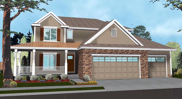 Plan 41143 | Traditional Style with 4 Bed, 3 Bath, 3 Car Garage