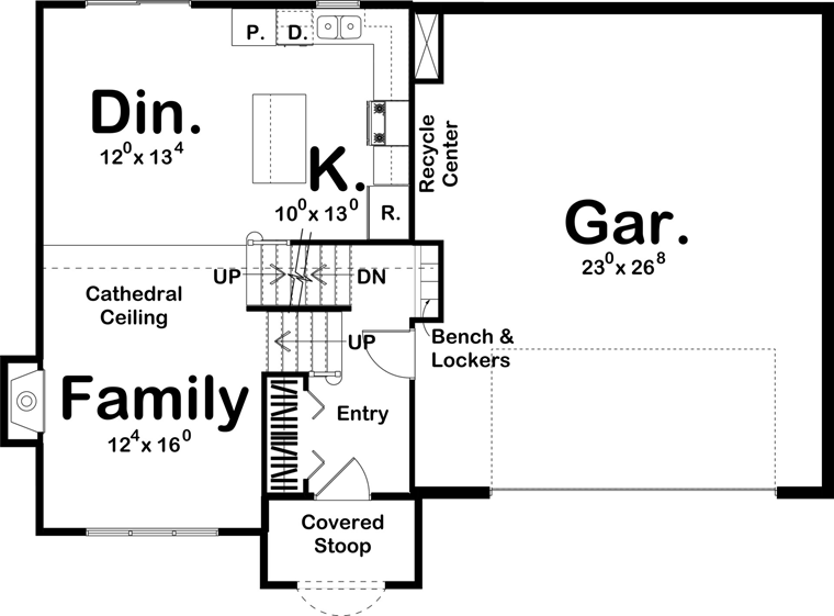 Cottage Traditional Level One of Plan 41144