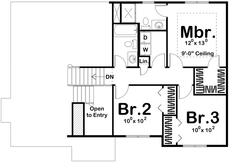 Cottage Traditional Level Two of Plan 41144