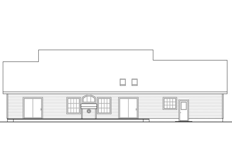 Country Ranch Traditional Rear Elevation of Plan 41148