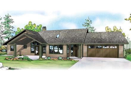 Contemporary Country Prairie Style Ranch Traditional Elevation of Plan 41164