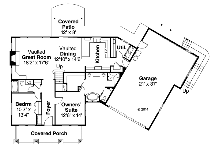 Bungalow Country Craftsman Traditional Level One of Plan 41168