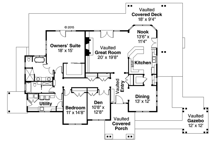 Craftsman Ranch Traditional Level One of Plan 41169