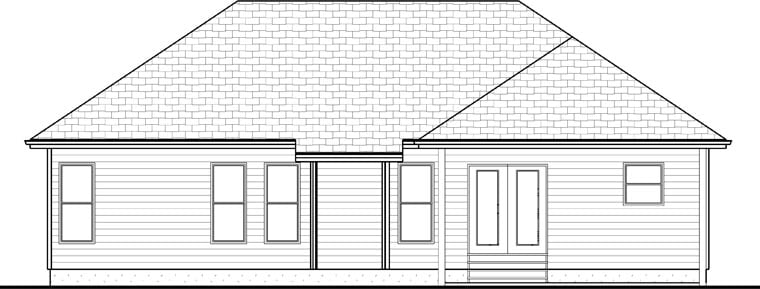 Traditional Rear Elevation of Plan 41173