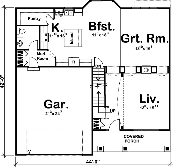 Contemporary Craftsman Southwest Level One of Plan 41180