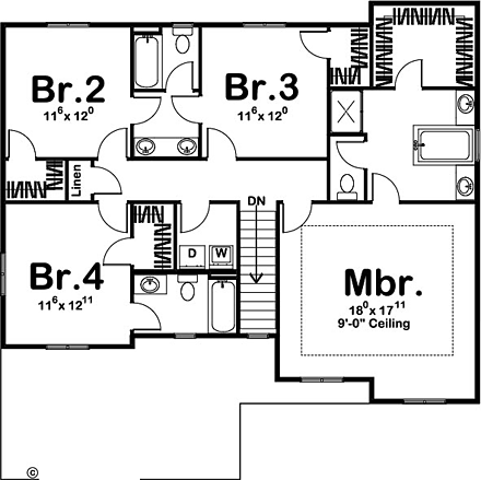 House Plan 41180 Second Level Plan