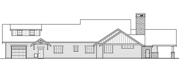 Bungalow Country Craftsman Ranch Rear Elevation of Plan 41200