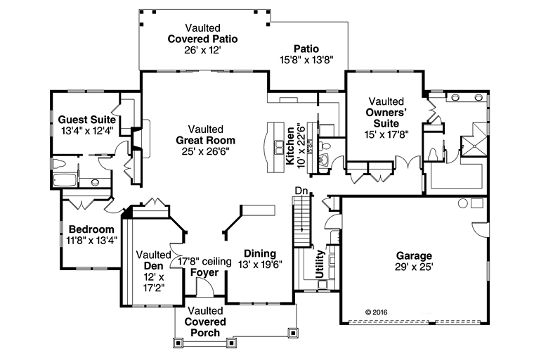 Country Craftsman Traditional Level One of Plan 41201