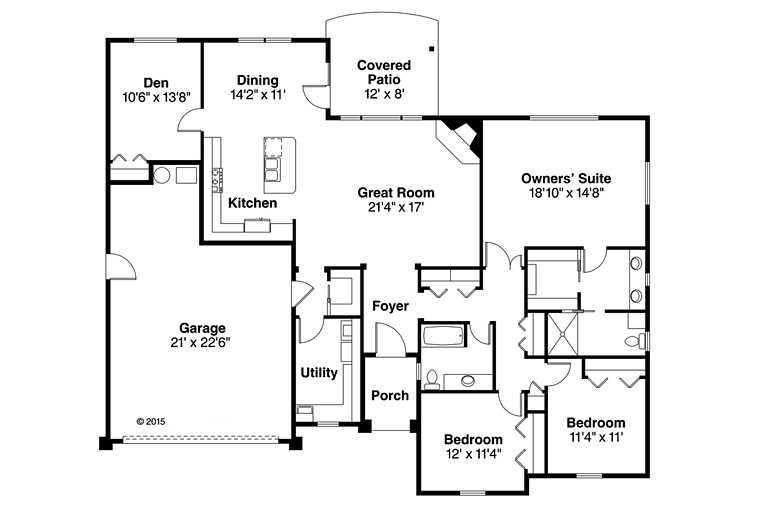Country Ranch Traditional Level One of Plan 41202