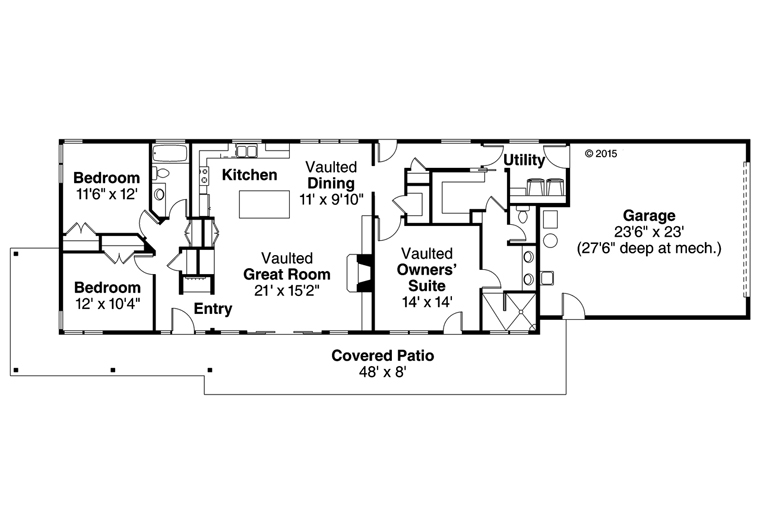 Contemporary Ranch Level One of Plan 41203