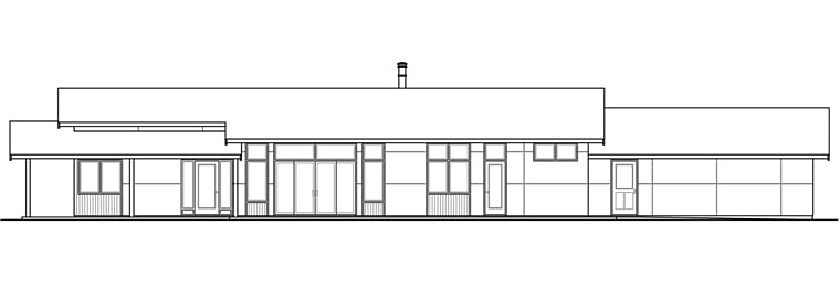 Contemporary, Ranch Plan with 1700 Sq. Ft., 3 Bedrooms, 2 Bathrooms, 2 Car Garage Rear Elevation