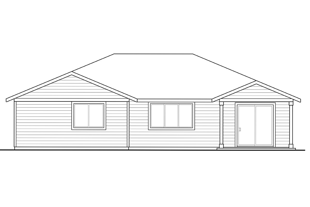 Country Ranch Traditional Rear Elevation of Plan 41205