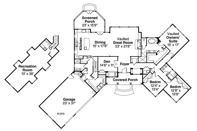 Country Craftsman Ranch Level One of Plan 41206