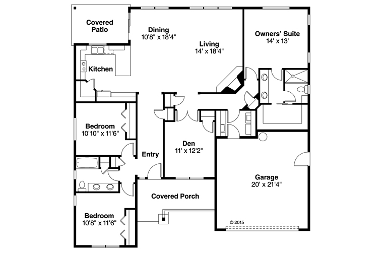 Cottage Country Craftsman Traditional Level One of Plan 41207