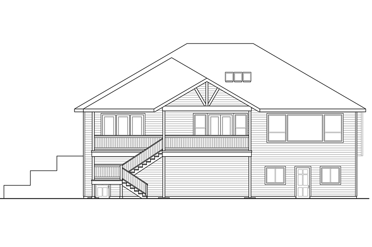 Cottage Country Craftsman Traditional Rear Elevation of Plan 41208
