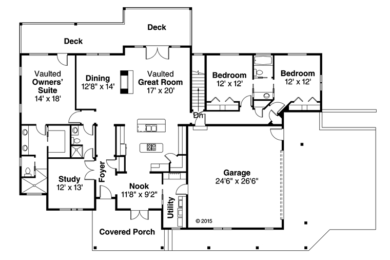 Country Ranch Traditional Level One of Plan 41209
