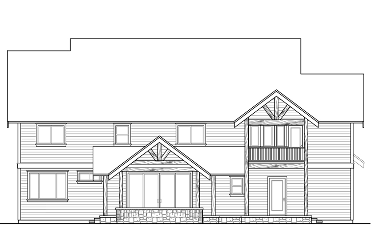 Country Craftsman Southern Rear Elevation of Plan 41210