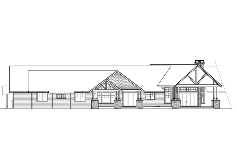Country Craftsman Ranch Rear Elevation of Plan 41211