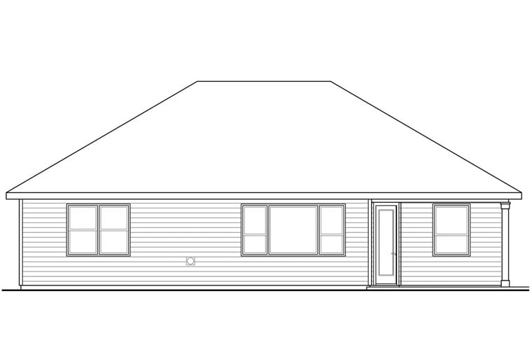 Bungalow Cottage Country Ranch Traditional Rear Elevation of Plan 41214