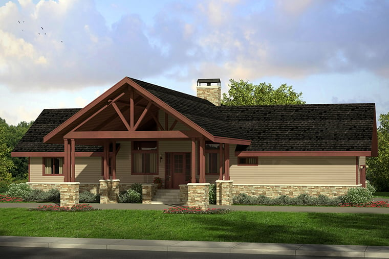 Plan 41216 | Ranch Style with 2 Bed, 2 Bath, 2 Car Garage