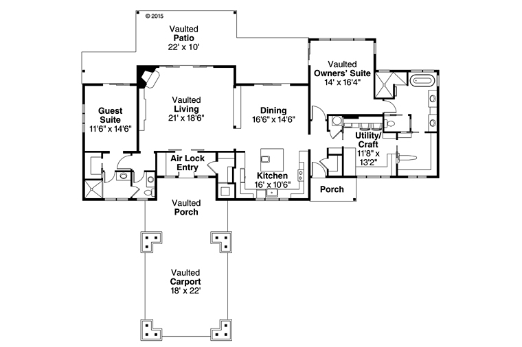 Cabin Ranch Traditional Level One of Plan 41217