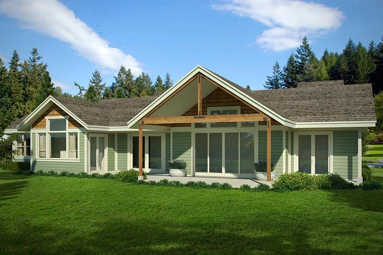 Cabin Ranch Traditional Rear Elevation of Plan 41217