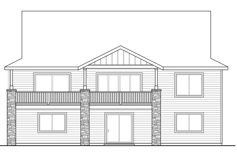 Bungalow Cottage Country Craftsman Rear Elevation of Plan 41218