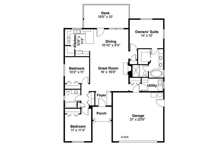 Ranch Traditional Level One of Plan 41220